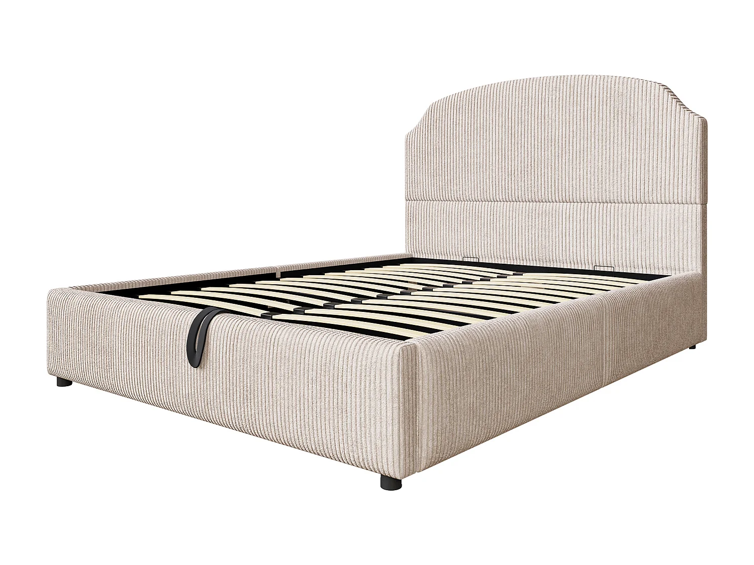 Lit coffre rembourré 140x200 - avec sommier à lattes - Beige (Matelas non inclus)