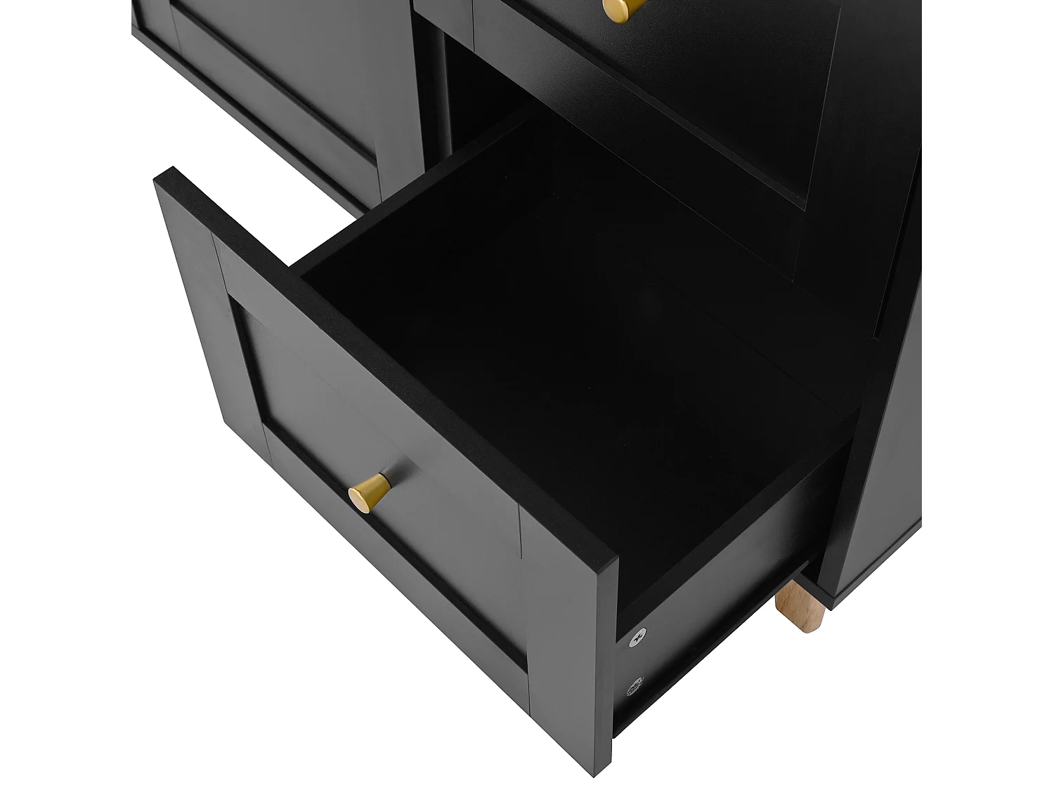 Modernes Küchenbuffet 120x40x184cm - mit Steckdose und Weinglashaltern - mit 3 Schubladen und 5 Türen - Schwarz