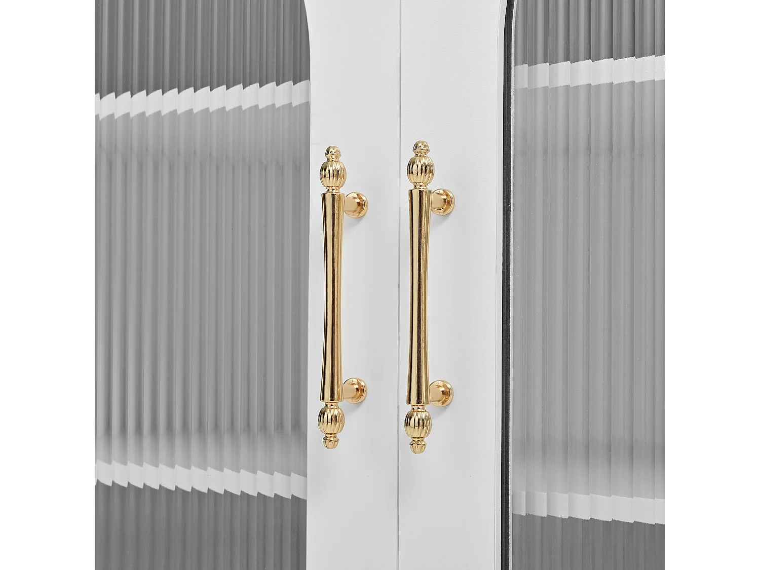 Modernes Küchenbuffet 120x40x138.5cm - mit Steckdose und Weinglashaltern - mit 3 Schubladen und 2 Türen - Weiß