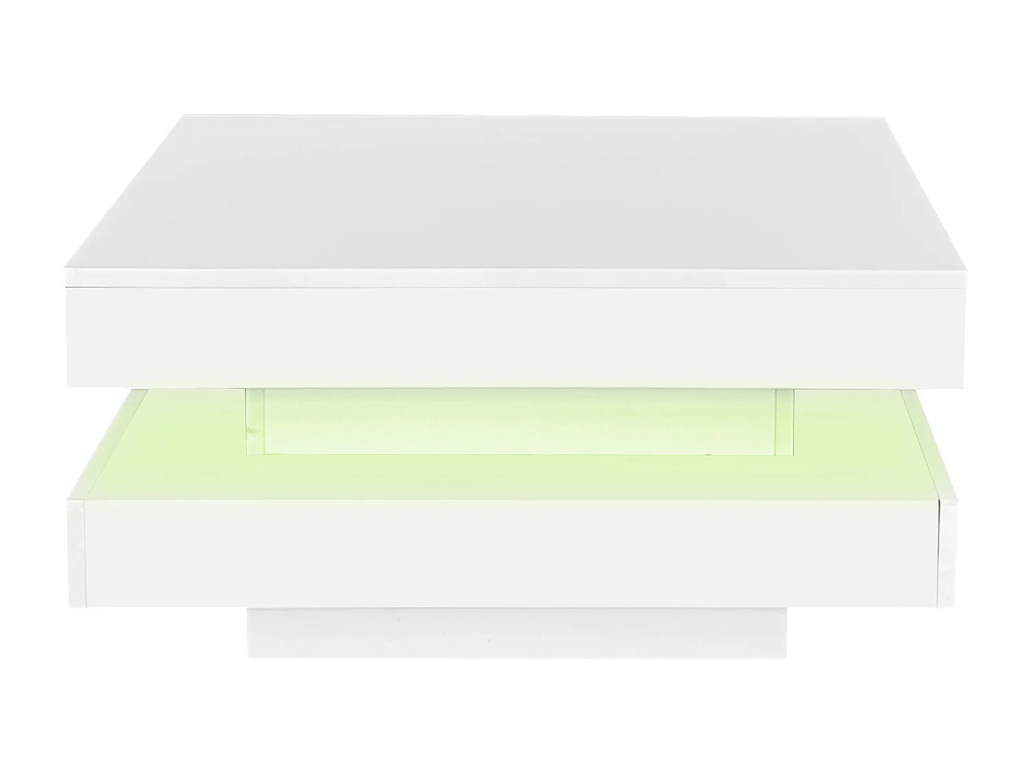 Table basse laquée brillante avec plateau pivotant à 360°- avec Leds - 70 x 70 x 36 cm - aggloméré - blanc