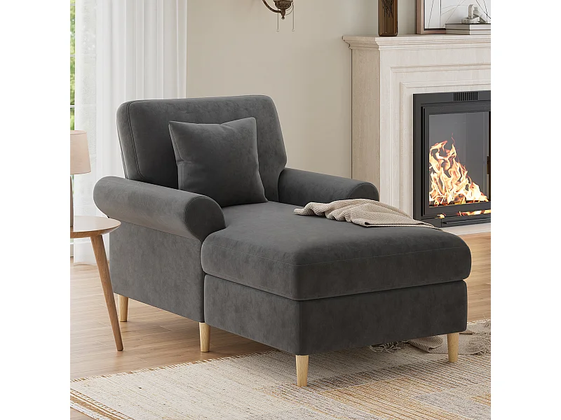 Fauteuil/canapé rembourré lounge - 133 x 87 x 90 cm - pouf pour salon et chambre - velours - gris