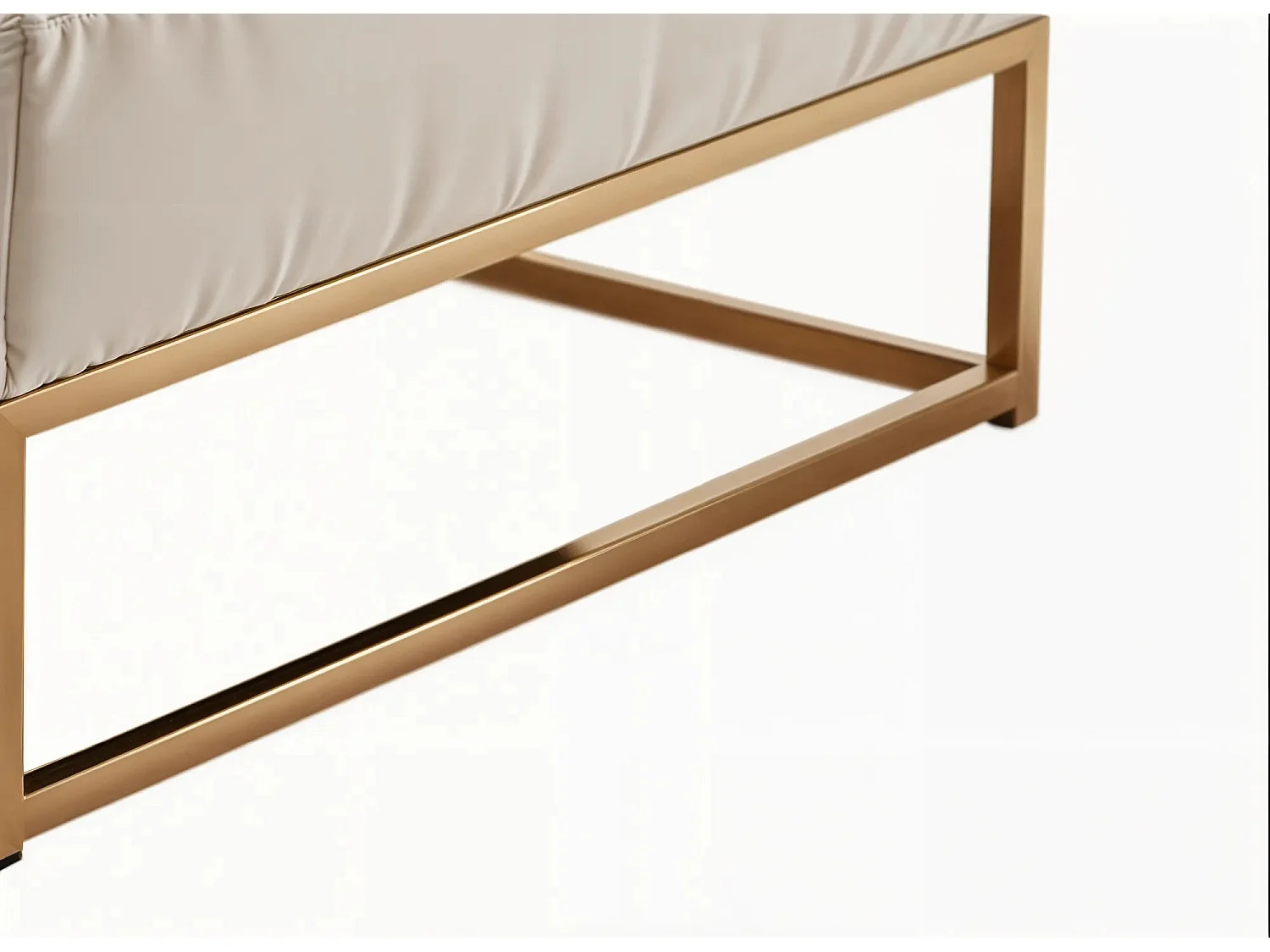 Table basse pouf velours beige 80x80 cm - CAPITONNE