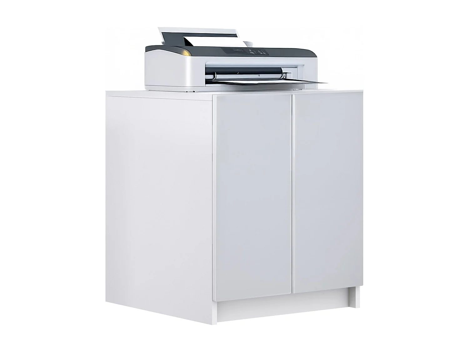 InnoFurn Druckerschrank Elona, Druckerkommode mit Soft-Close & Push-to-Open, Druckertisch, Büromöbel, Home Office & Büro, Weiß matt (51 x 60,5 x 54 cm)