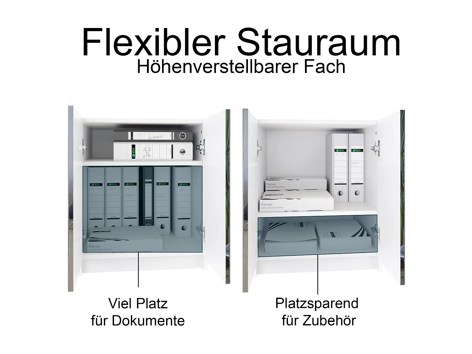 InnoFurn Druckerschrank Elona, Druckerkommode mit Soft-Close & Push-to-Open, Druckertisch, Büromöbel, Home Office & Büro, Weiß matt (51 x 60,5 x 54 cm)