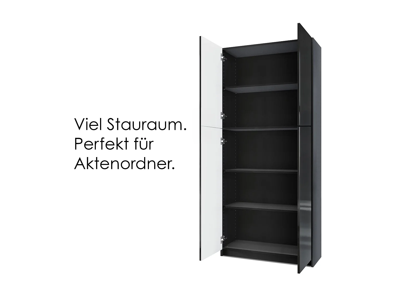InnoFurn Aktenschrank Elona M1, Büroschrank mit Soft-Close & Push-to-Open, Aufbewahrungschrank, Büro, Home Office. Wohnzimer, Schwarz matt (82 x 184 x 37 cm)