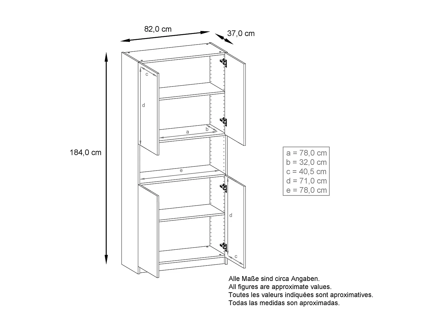 InnoFurn Aktenschrank Elona M2, Büroschrank mit Soft-Close & Push-to-Open, Aufbewahrungschrank, Büro, Home Office. Wohnzimer, Weiß matt (82 x 184 x 37 cm)