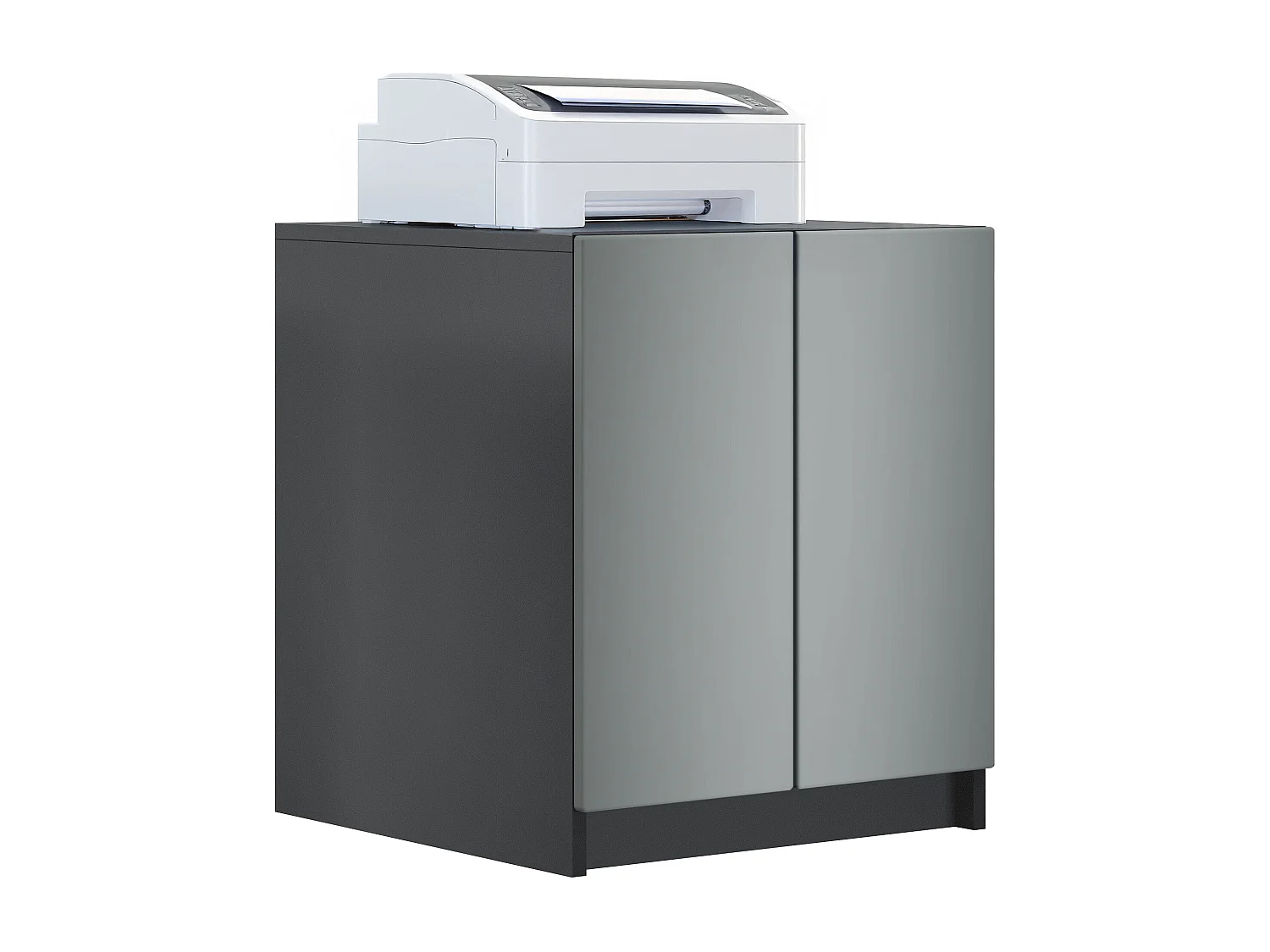 InnoFurn Druckerschrank Elona, Druckerkommode mit Soft-Close & Push-to-Open, Druckertisch, Büromöbel, Home Office & Büro, Schwarz/Anthrazit matt (51 x 60,5 x 54 cm)