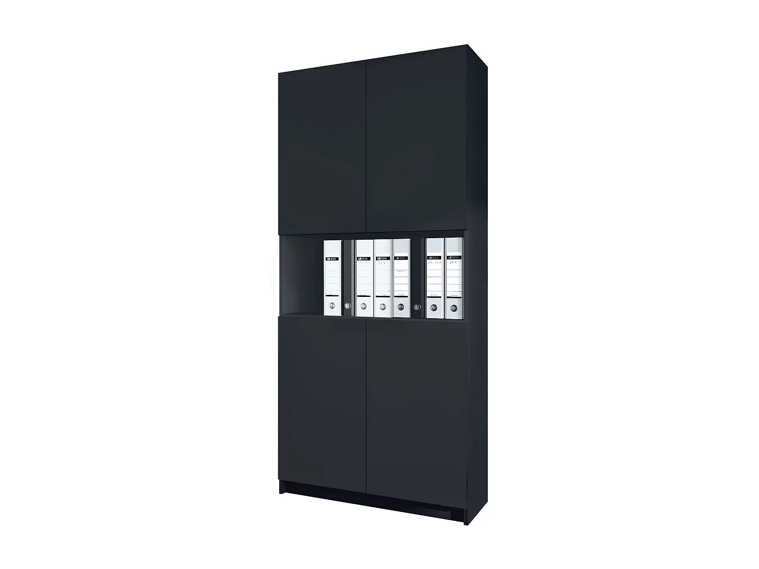 InnoFurn Aktenschrank Elona M2, Büroschrank mit Soft-Close & Push-to-Open, Aufbewahrungschrank, Büro, Home Office. Wohnzimer, Schwarz matt (82 x 184 x 37 cm)