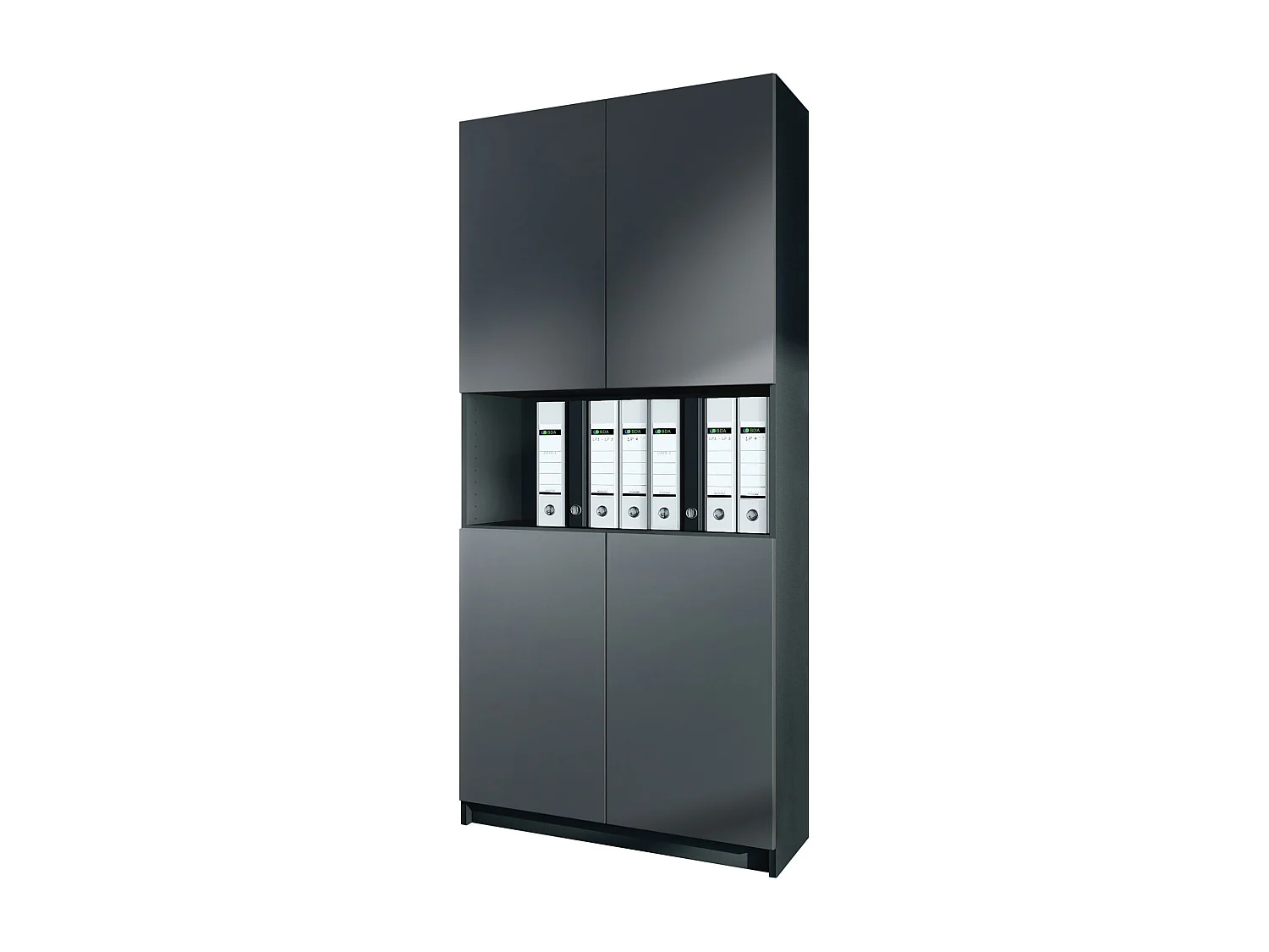 InnoFurn Aktenschrank Elona M2, Büroschrank mit Soft-Close & Push-to-Open, Aufbewahrungschrank, Büro, Wohnzimer, Schwarz/Anthrazit matt (82 x 184 x 37 cm)