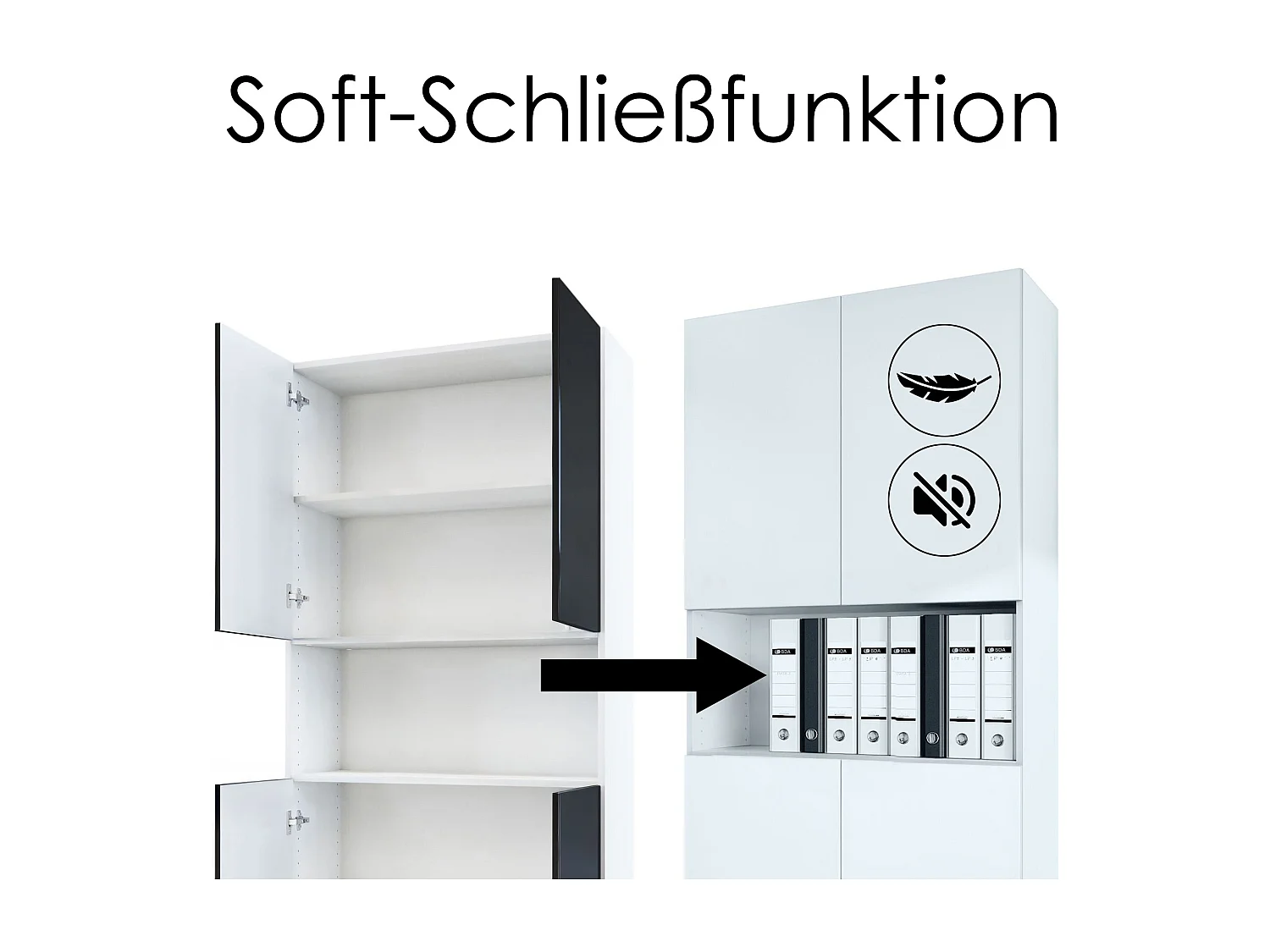 InnoFurn Aktenschrank Elona M2, Büroschrank mit Soft-Close & Push-to-Open, Aufbewahrungschrank, Büro, Wohnzimer, Weiß/ Anthrazit matt (82 x 184 x 37 cm)