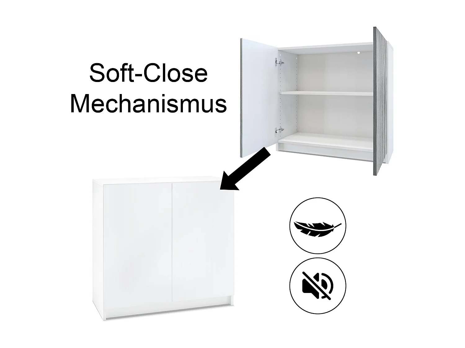 InnoFurn Kommode Elona, Büroschrank mit Soft-Close & Push-to-Open, Aktenschrank, Bürokommode, Home Office & Büro, Weiß matt (82 x 78 x 37 cm)
