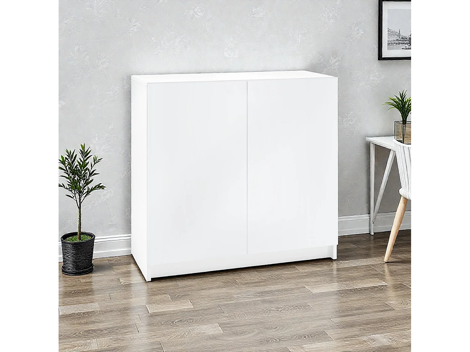 InnoFurn Kommode Elona, Büroschrank mit Soft-Close & Push-to-Open, Aktenschrank, Bürokommode, Home Office & Büro, Weiß matt (82 x 78 x 37 cm)
