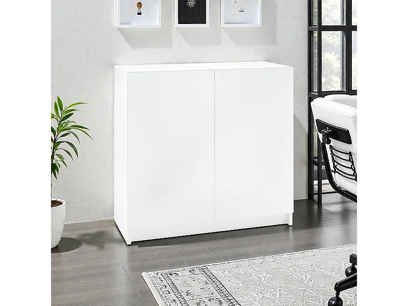 InnoFurn Kommode Elona, Büroschrank mit Soft-Close & Push-to-Open, Aktenschrank, Bürokommode, Home Office & Büro, Weiß matt (82 x 78 x 37 cm)