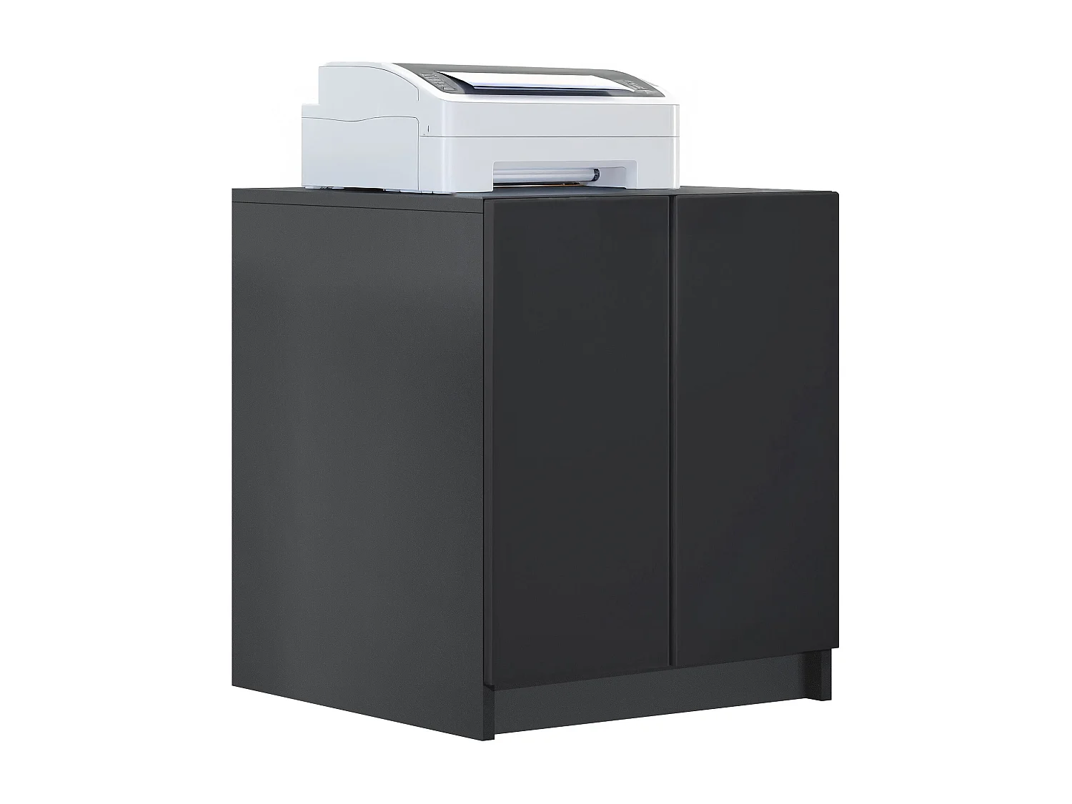 InnoFurn Druckerschrank Elona, Druckerkommode mit Soft-Close & Push-to-Open, Druckertisch, Büromöbel, Home Office & Büro, Schwarz matt (51 x 60,5 x 54 cm)