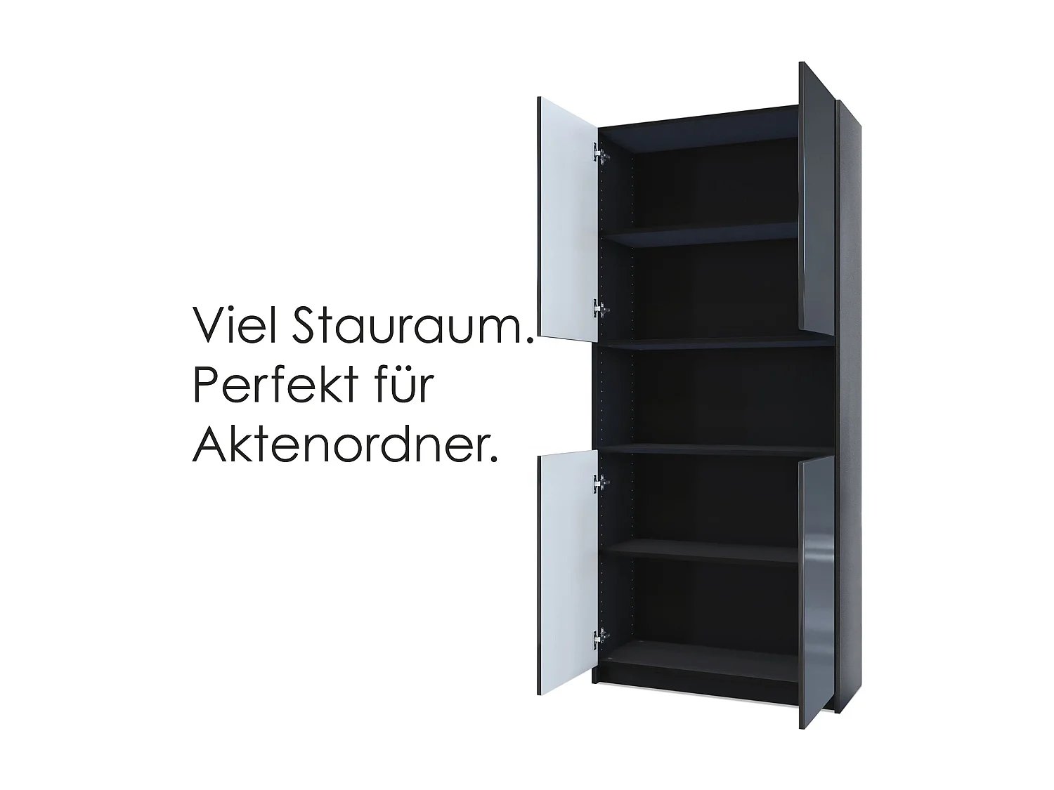 InnoFurn Aktenschrank Elona M2, Büroschrank mit Soft-Close & Push-to-Open, Aufbewahrungschrank, Büro, Home Office. Wohnzimer, Schwarz/Eiche Natur (82 x 184 x 37 cm)