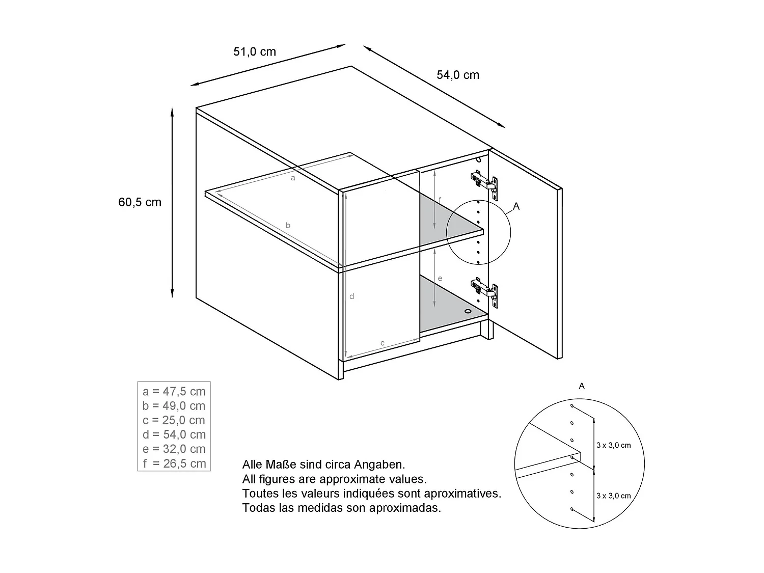 InnoFurn Druckerschrank Elona, Druckerkommode mit Soft-Close & Push-to-Open, Druckertisch, Büromöbel, Home Office & Büro, Weiß/Eiche Natur (51 x 60,5 x 54 cm)