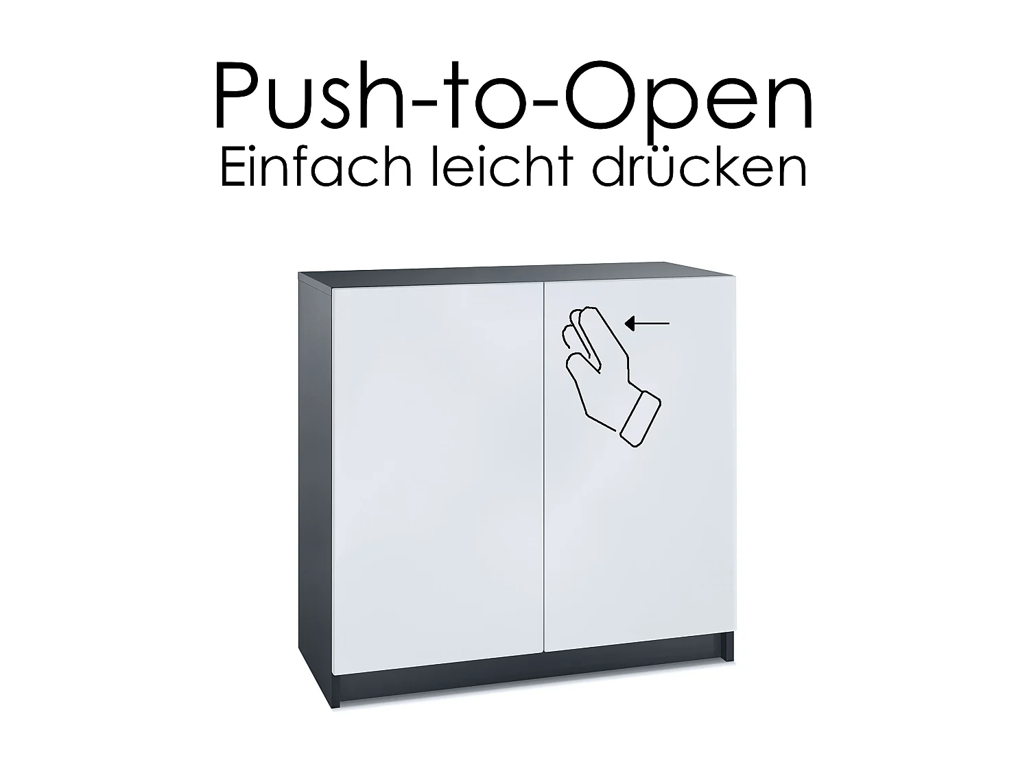 InnoFurn Kommode Elona, Büroschrank mit Soft-Close & Push-to-Open, Aktenschrank, Bürokommode, Home Office & Büro, Schwarz matt (82 x 78 x 37 cm)