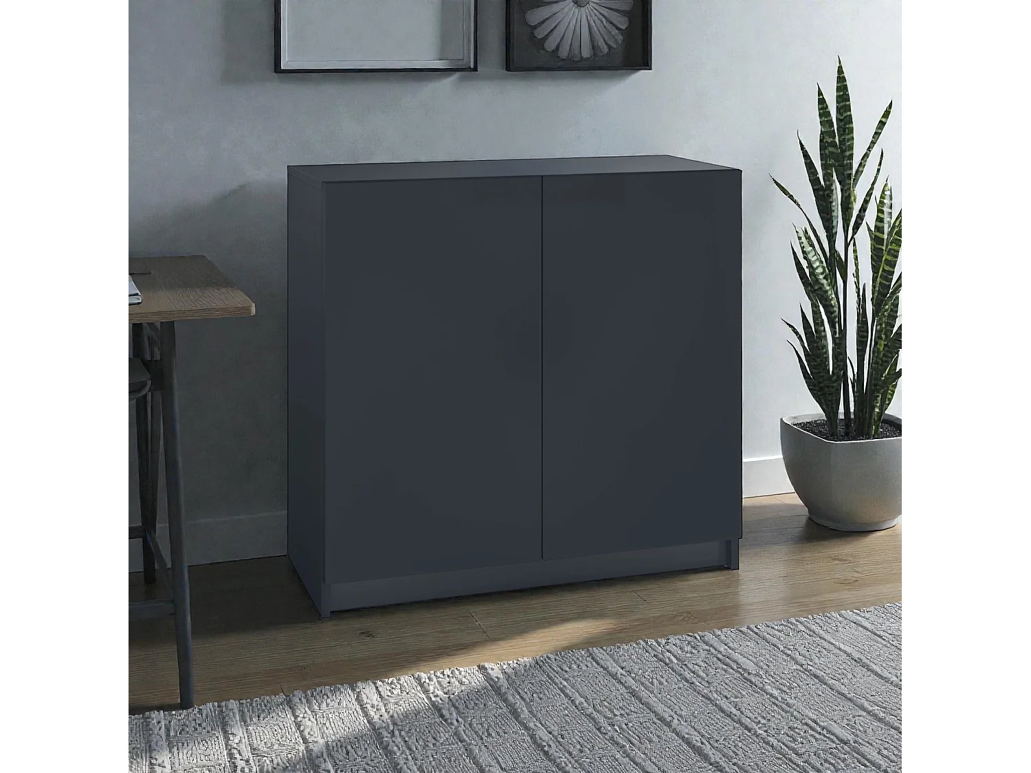 InnoFurn Kommode Elona, Büroschrank mit Soft-Close & Push-to-Open, Aktenschrank, Bürokommode, Home Office & Büro, Schwarz matt (82 x 78 x 37 cm)