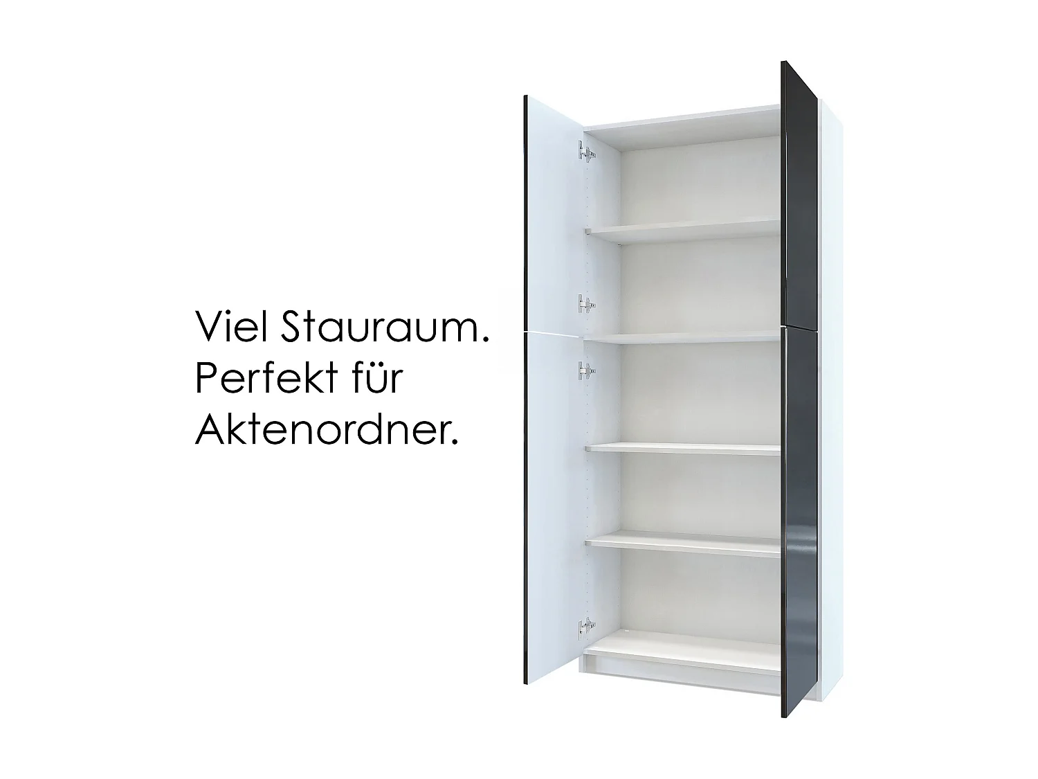 InnoFurn Aktenschrank Elona M1, Büroschrank mit Soft-Close & Push-to-Open, Aufbewahrungschrank, Büro, Home Office. Wohnzimer, Weiß/Anthrazit matt (82 x 184 x 37 cm)