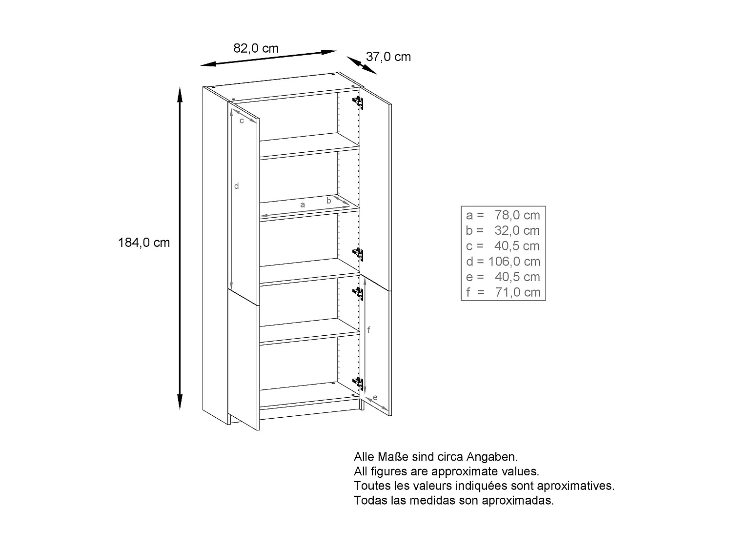 InnoFurn Aktenschrank Elona M1, Büroschrank mit Soft-Close & Push-to-Open, Aufbewahrungschrank, Büro, Home Office. Wohnzimer, Weiß/Anthrazit matt (82 x 184 x 37 cm)
