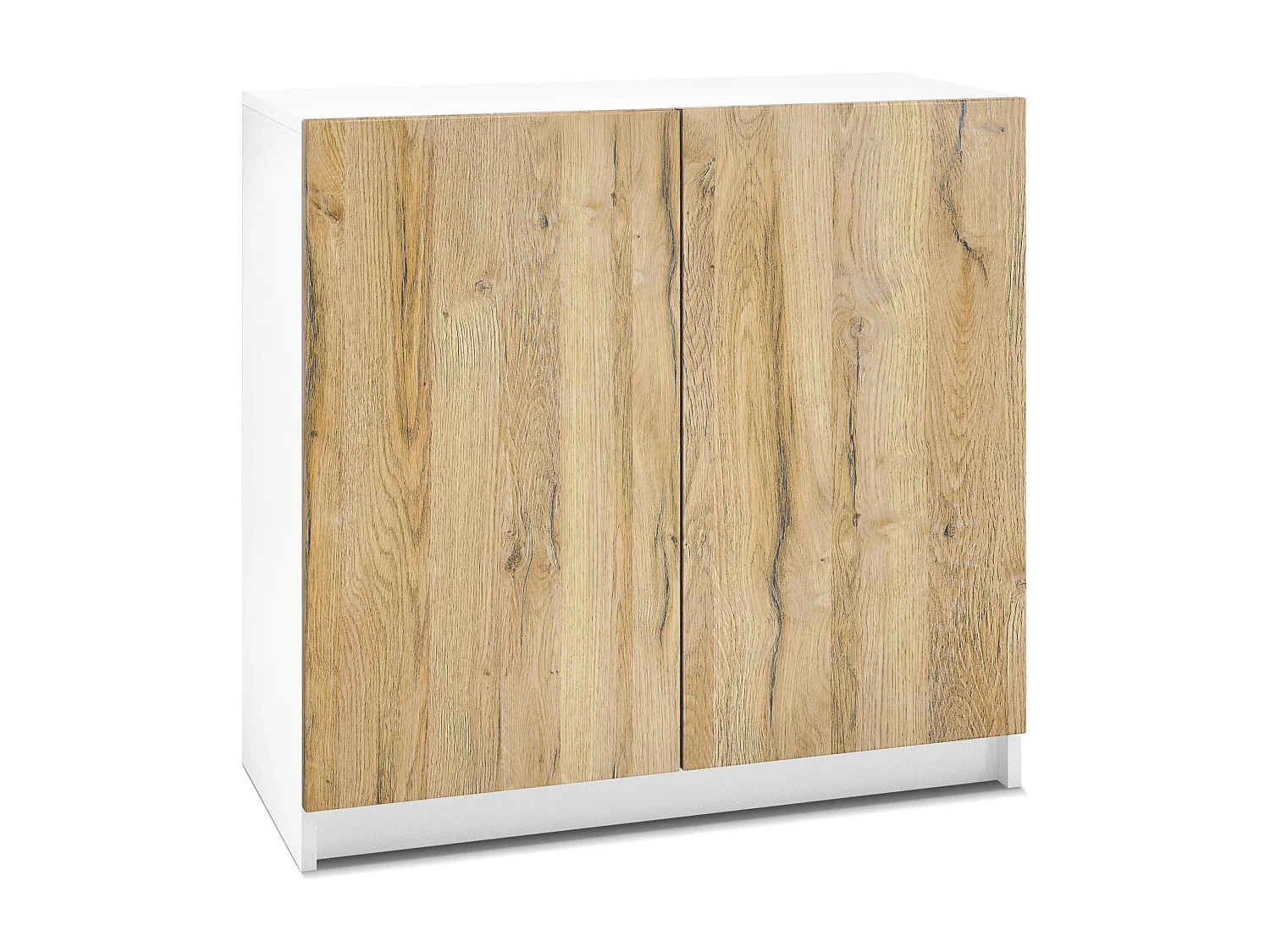 InnoFurn Kommode Elona, Büroschrank mit Soft-Close & Push-to-Open, Aktenschrank, Bürokommode, Home Office & Büro, Weiß/Eiche Natur (82 x 78 x 37 cm)