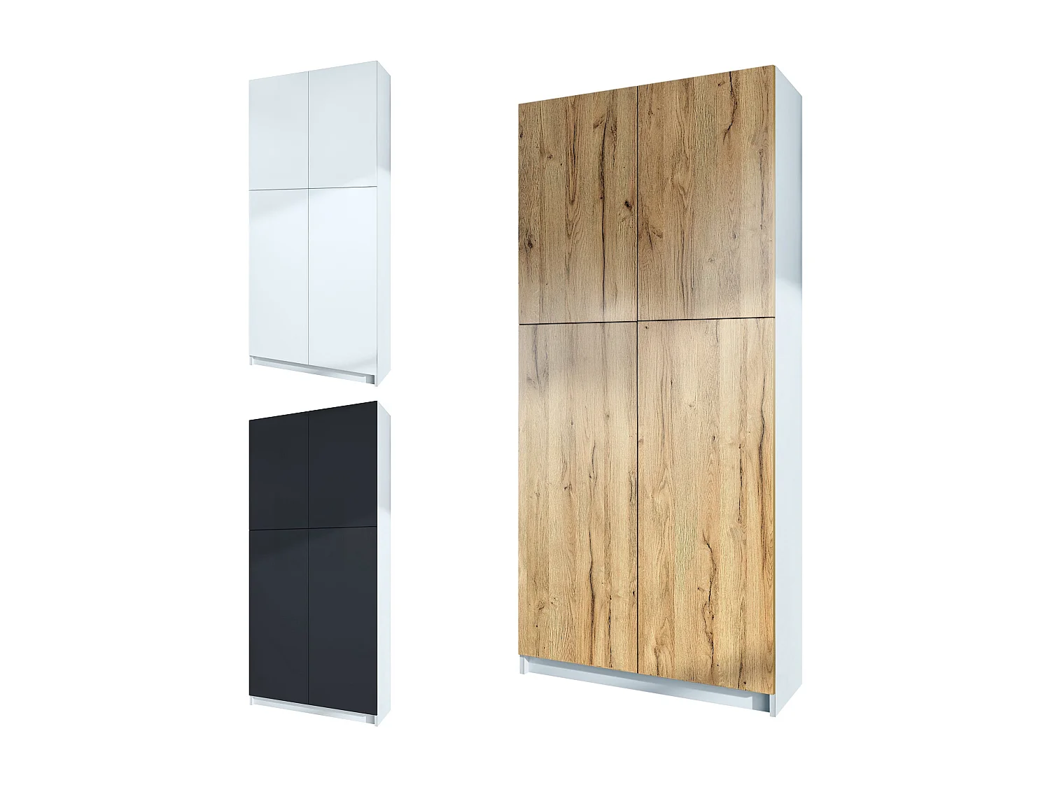 InnoFurn Aktenschrank Elona M1, Büroschrank mit Soft-Close & Push-to-Open, Aufbewahrungschrank, Büro, Home Office. Wohnzimer, Weiß/Schwarz matt (82 x 184 x 37 cm)