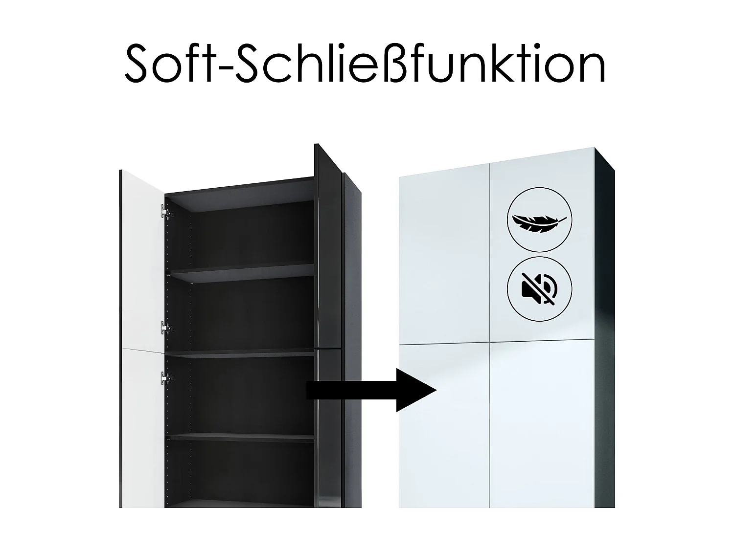 InnoFurn Aktenschrank Elona M1, Büroschrank mit Soft-Close & Push-to-Open, Aufbewahrungschrank, Büro, Wohnzimer, Schwarz/Anthrazit matt (82 x 184 x 37 cm)