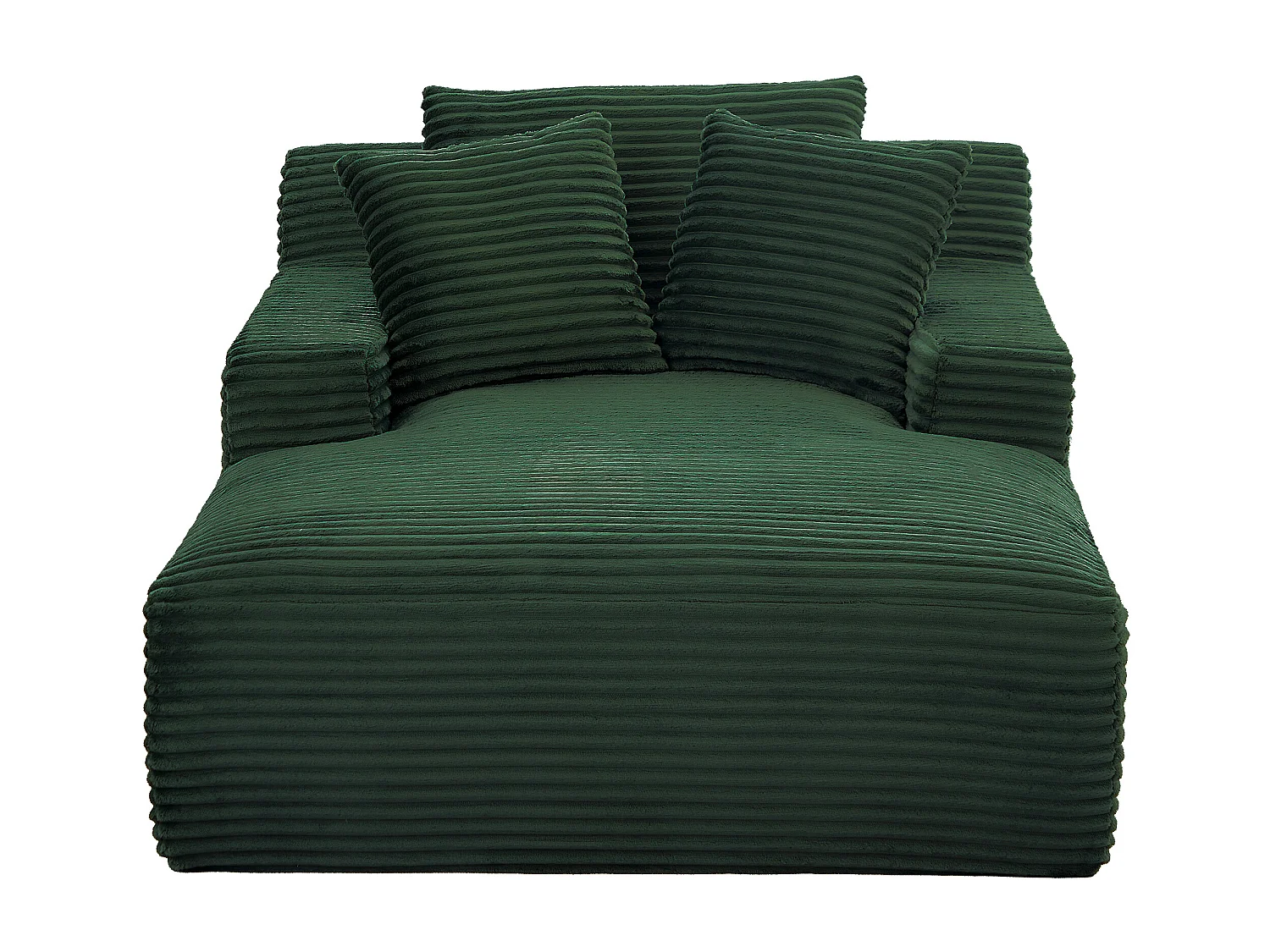 Méridienne en velours côtelé grosses côtes vert DONILIA