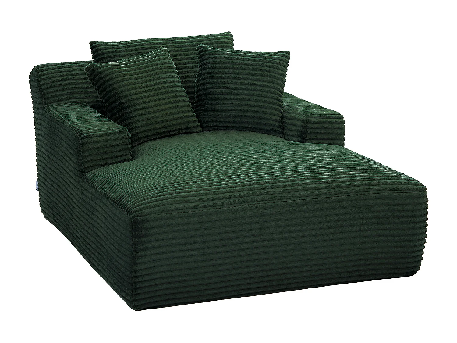 Méridienne en velours côtelé grosses côtes vert DONILIA