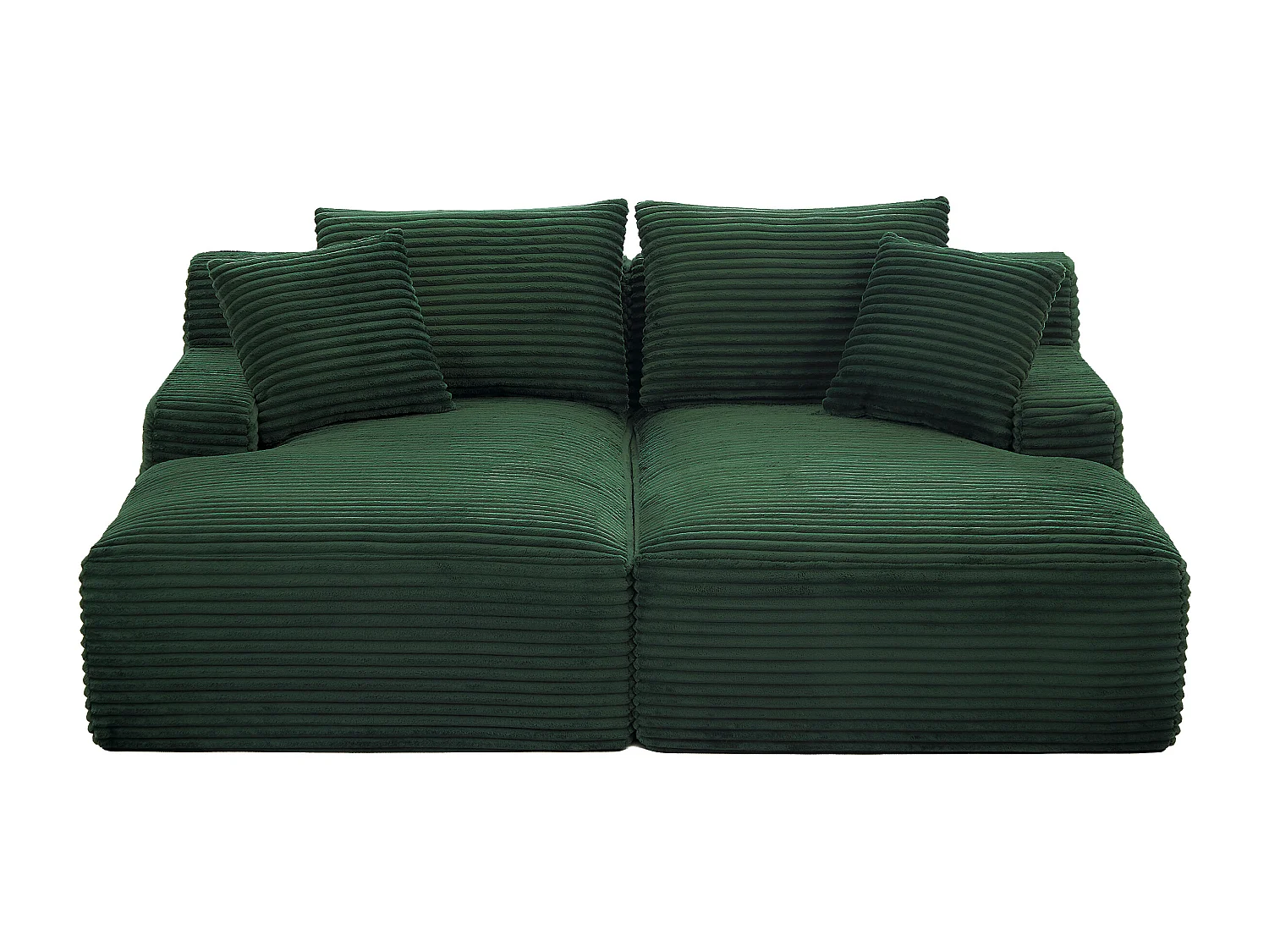 Canapé 3 places confort assise profonde en velours côtelé grosses côtes vert DONILIA