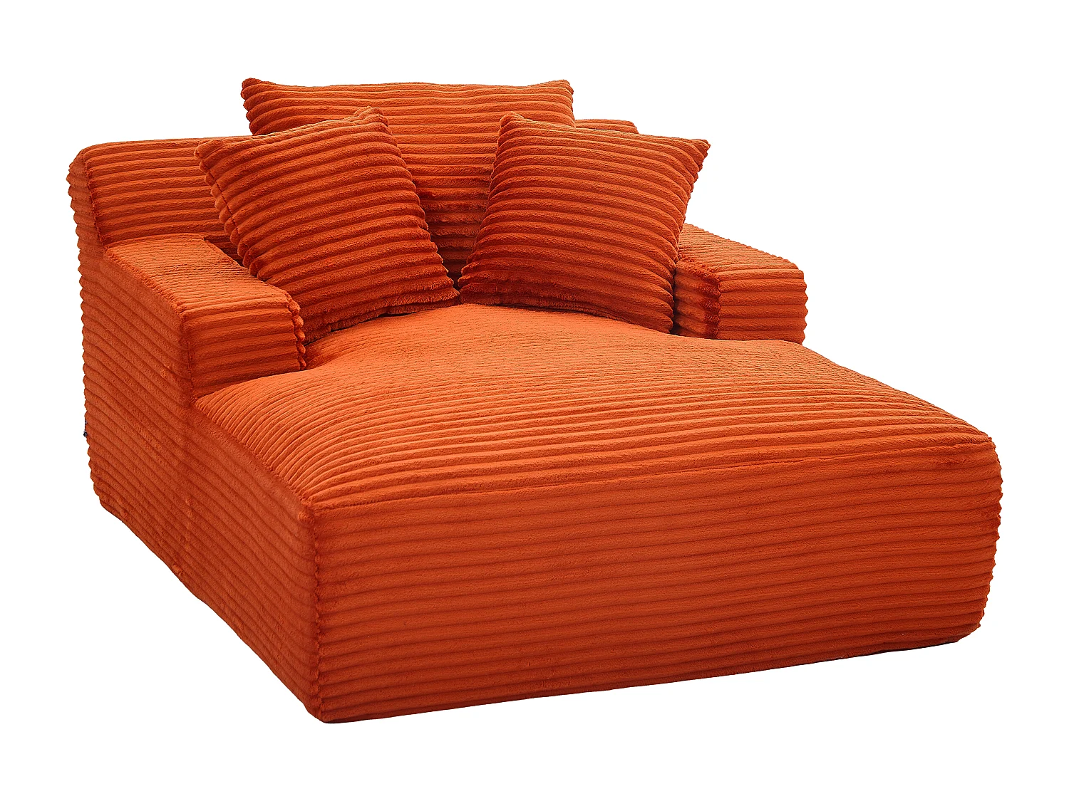 Méridienne en velours côtelé grosses côtes terracotta DONILIA