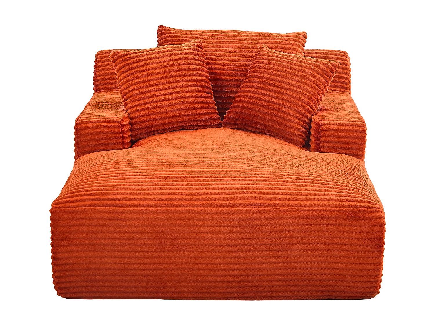 Méridienne en velours côtelé grosses côtes terracotta DONILIA