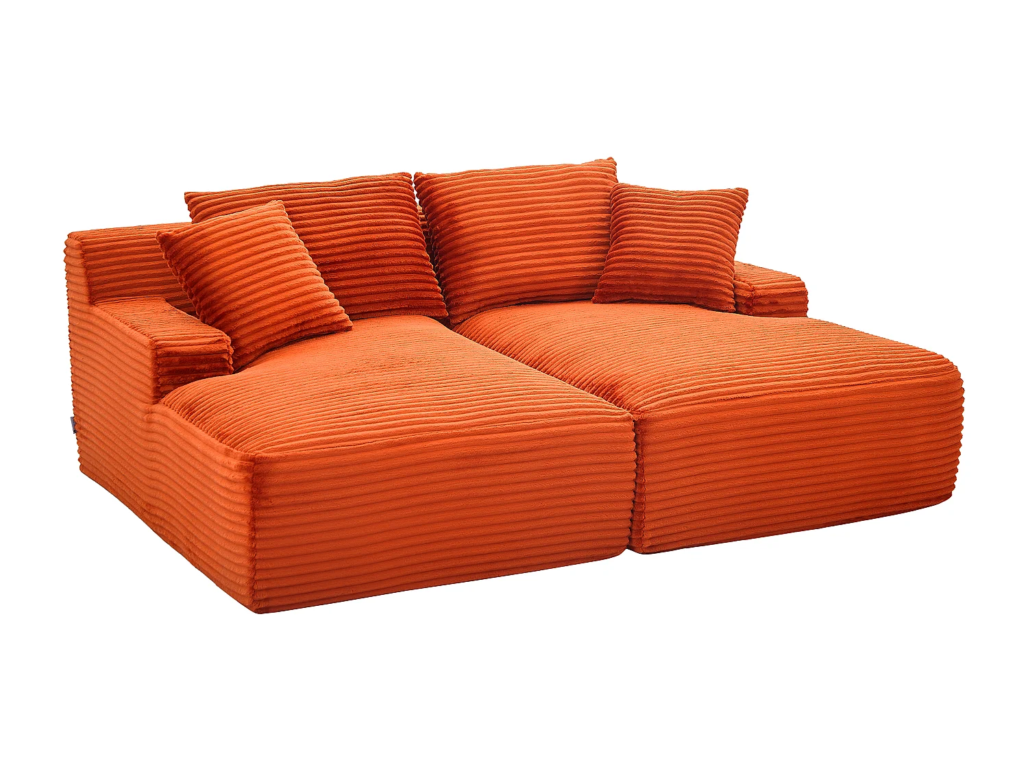 Canapé 3 places confort assise profonde en velours côtelé grosses côtes terracotta DONILIA
