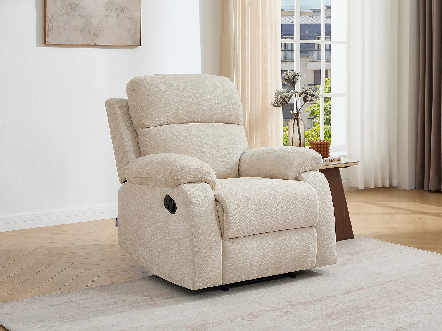 Fauteuil relax en tissu texturé beige TOLZANO
