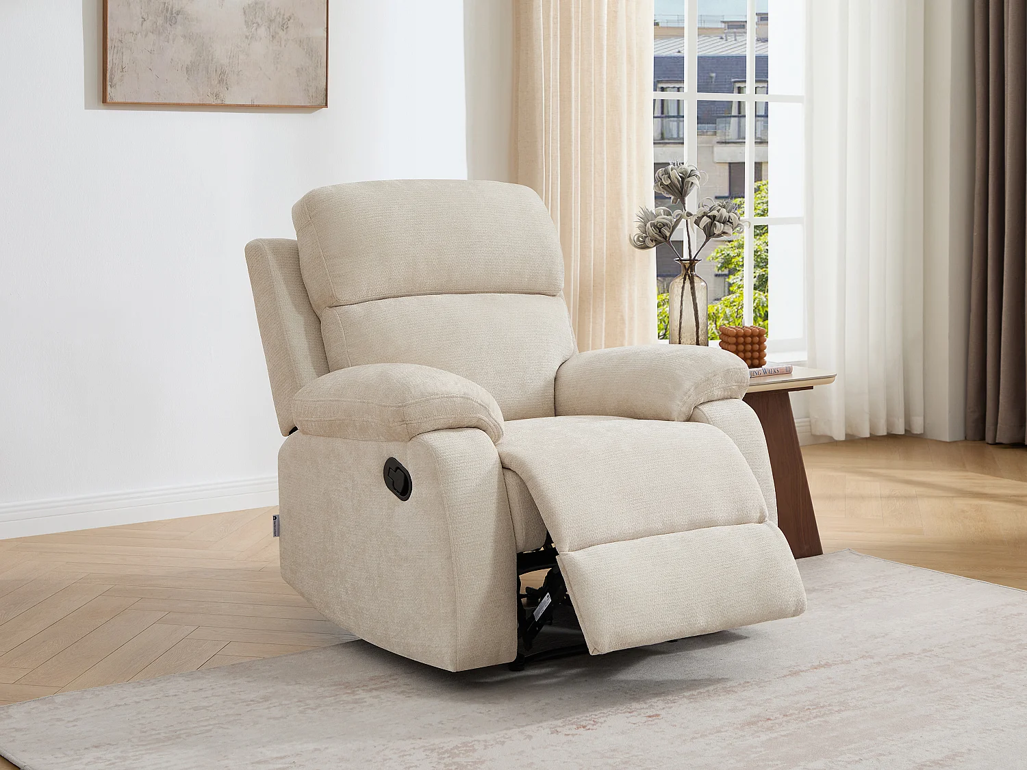 Fauteuil relax en tissu texturé beige TOLZANO