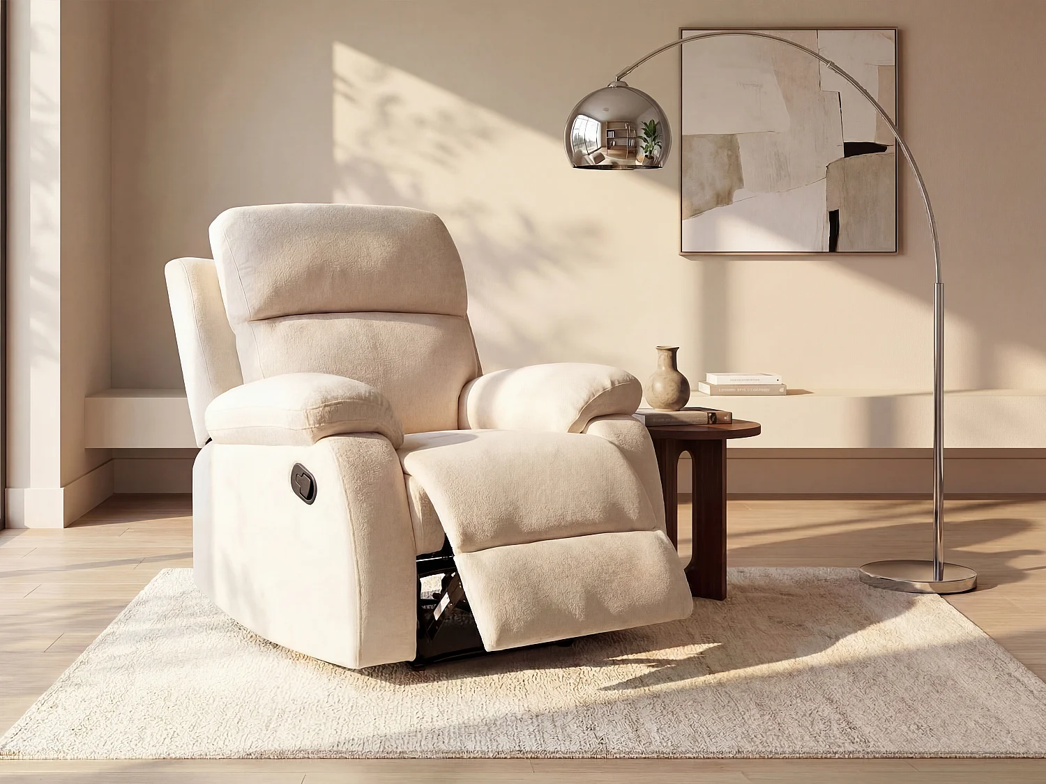Fauteuil relax en tissu texturé beige TOLZANO