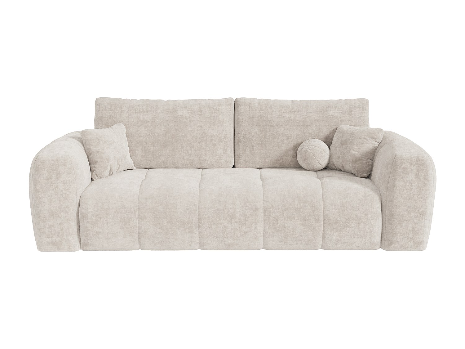 4-seters sovesofa med ekspressmekanisme i beige chenillestoff - Soveplass 160 cm - 13 cm memory-skummadrass BRIVANO