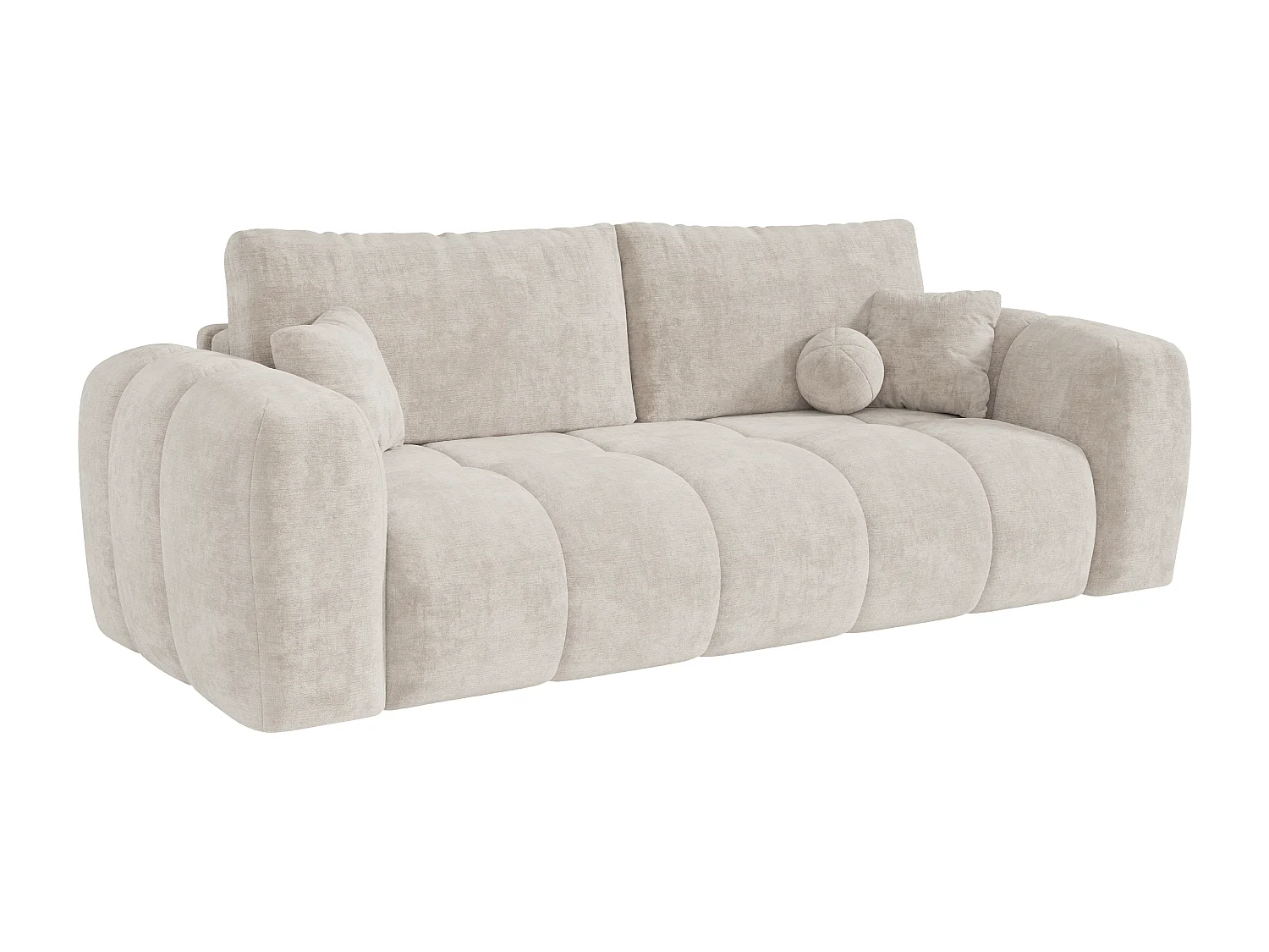 Canapé 4 places convertible express en tissu chenille beige - Couchage 160 cm - Matelas 13 cm mémoire de forme BRIVANO