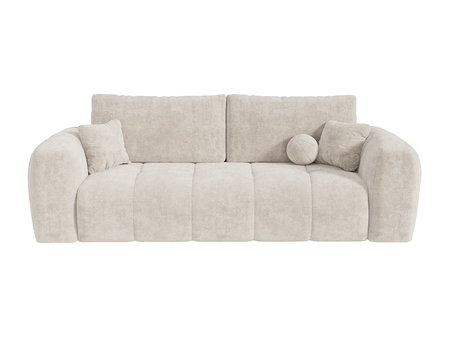 Canapé 4 places convertible express en tissu chenille beige - Couchage 160 cm - Matelas 16 cm mémoire de forme BRIVANO