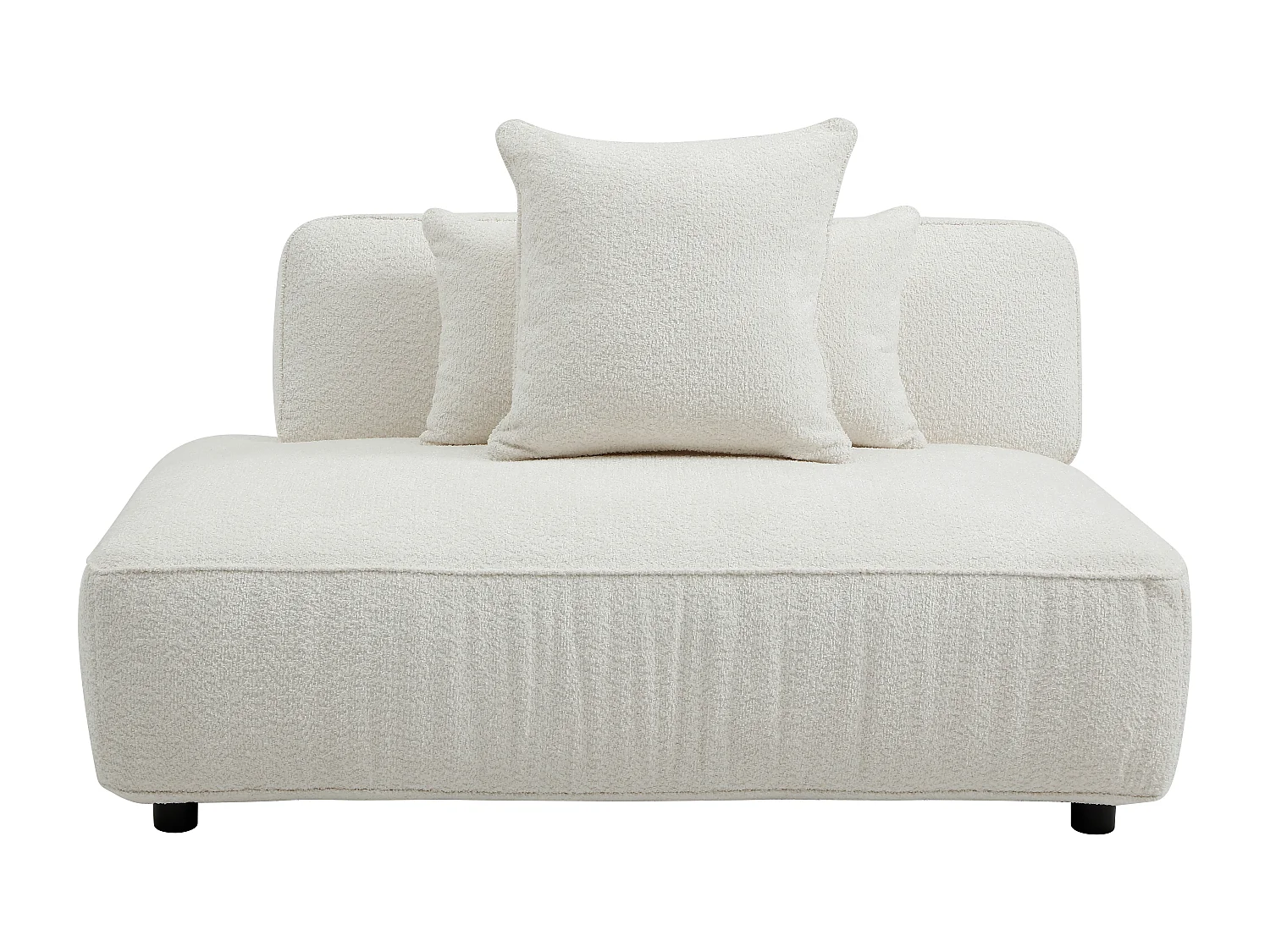 Méridienne gauche en tissu bouclette blanc cassé LELACO