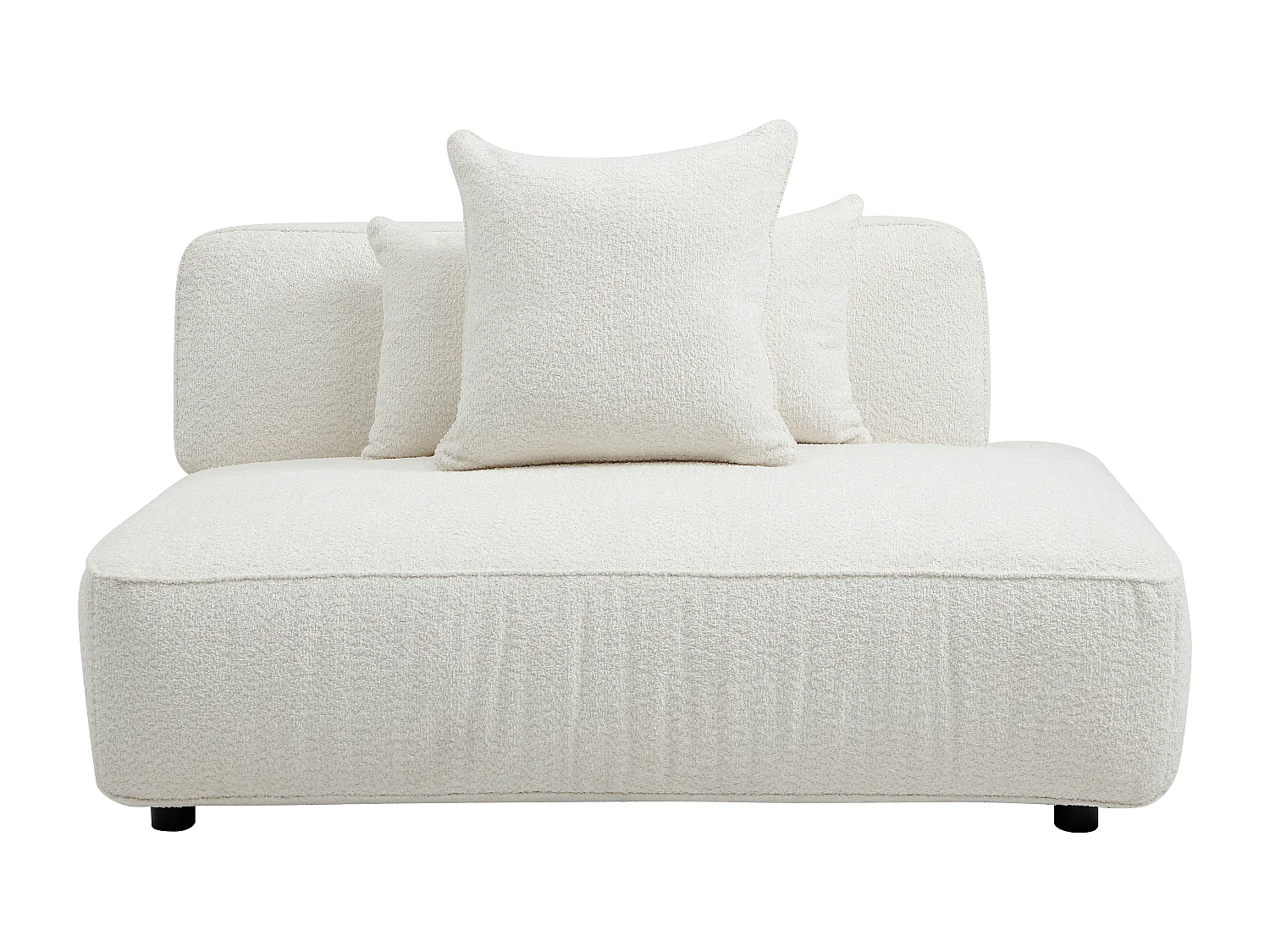 Méridienne droite en tissu bouclette blanc cassé LELACO