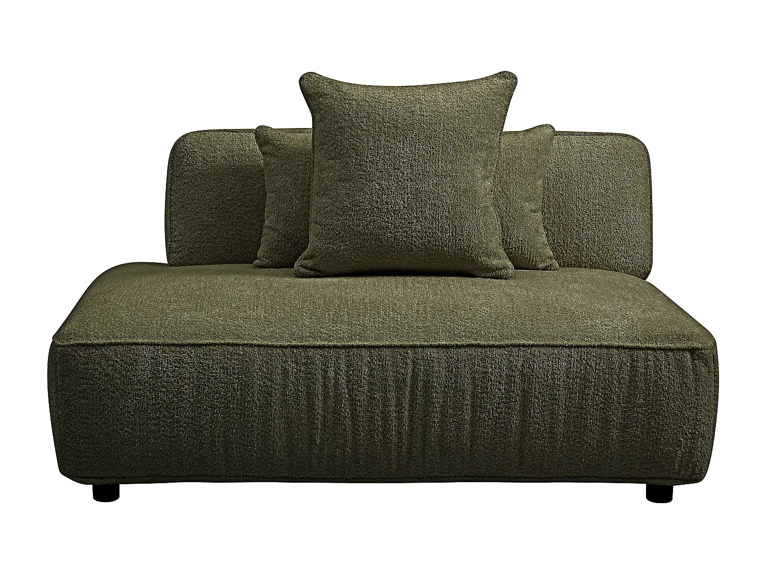 Méridienne gauche en tissu bouclette vert kaki LELACO