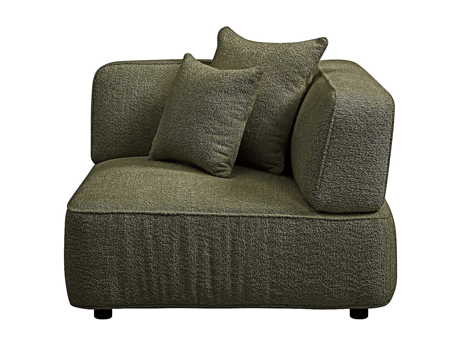 Poltrona angolare in tessuto bouclette verde kaki - LELACO