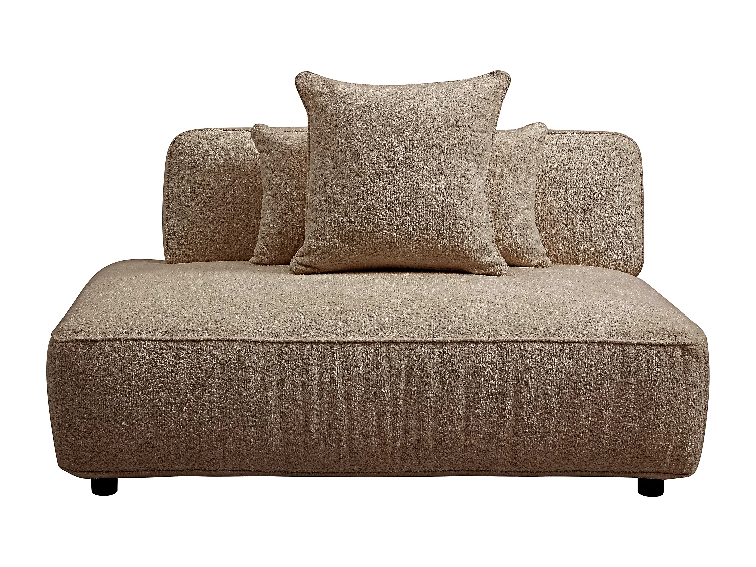 Méridienne gauche en tissu bouclette taupe LELACO