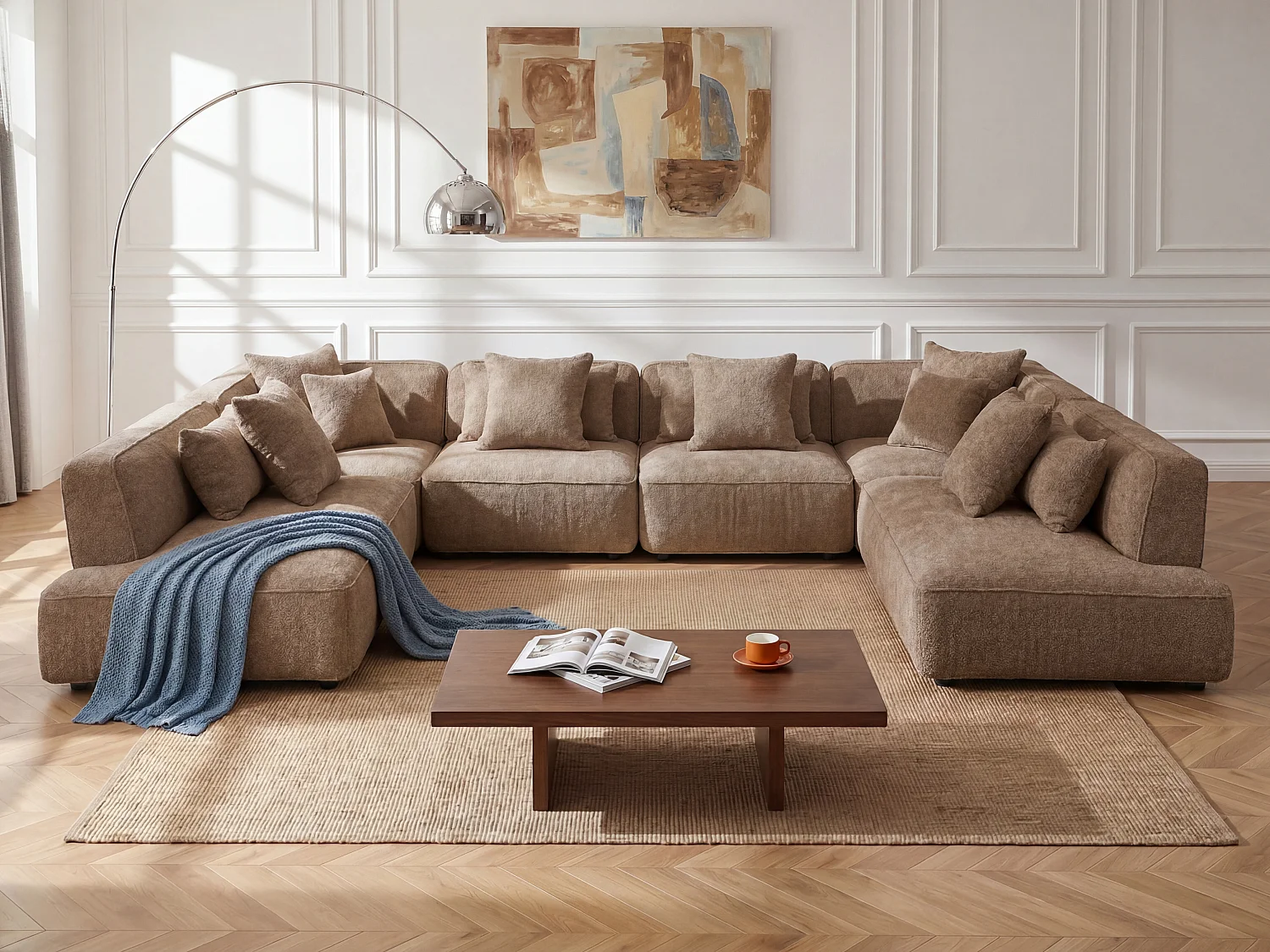 Fauteuil en tissu bouclette taupe LELACO