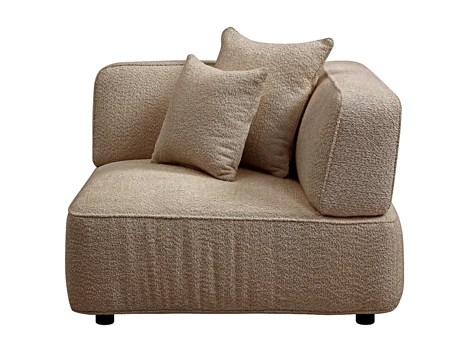 Fauteuil d'angle en tissu bouclette taupe LELACO