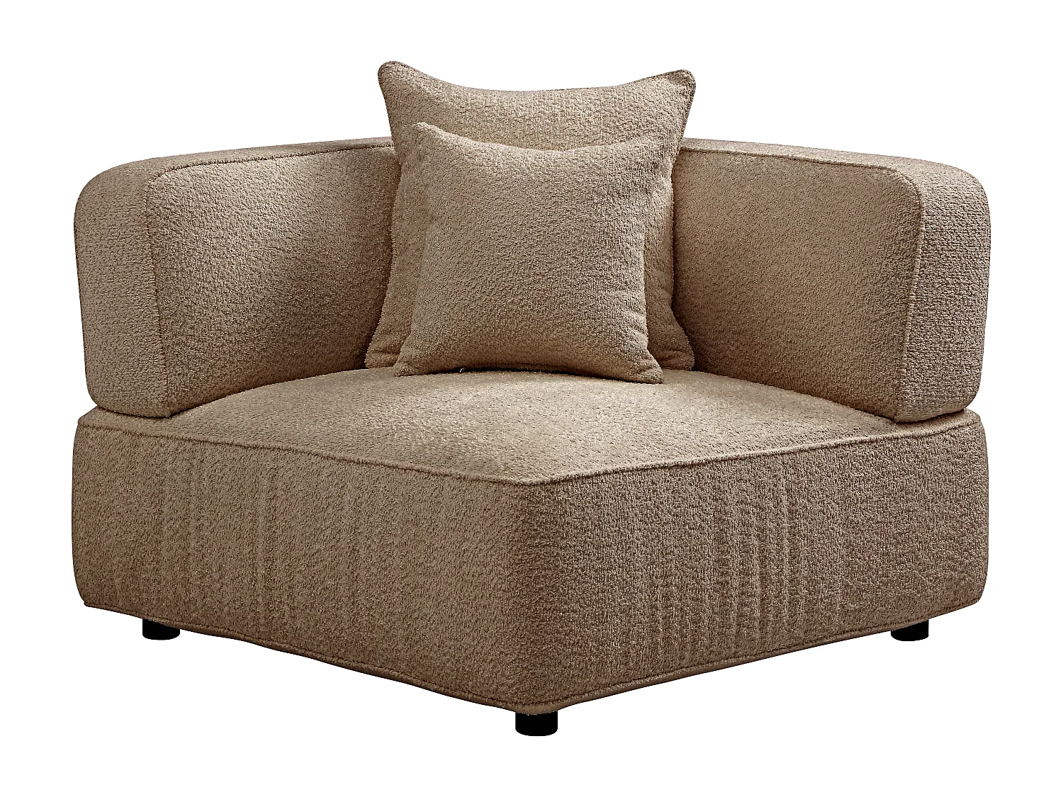 Fauteuil d'angle en tissu bouclette taupe LELACO