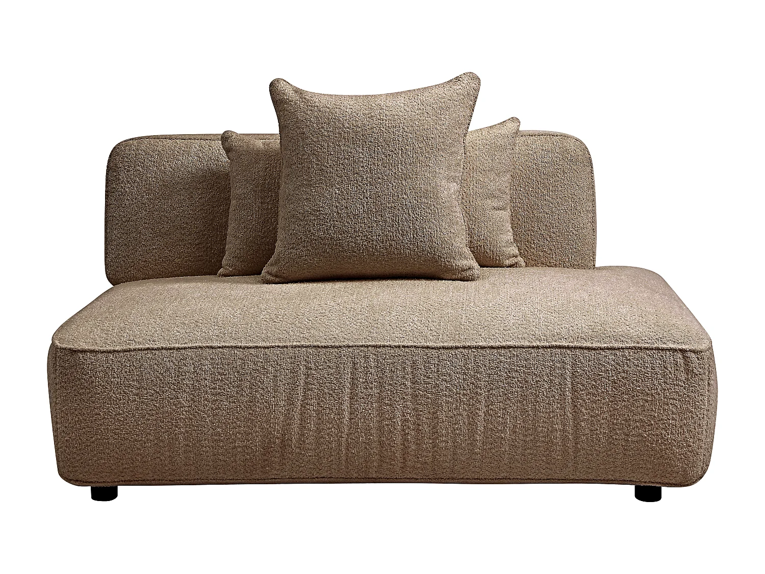Méridienne droite en tissu bouclette taupe LELACO