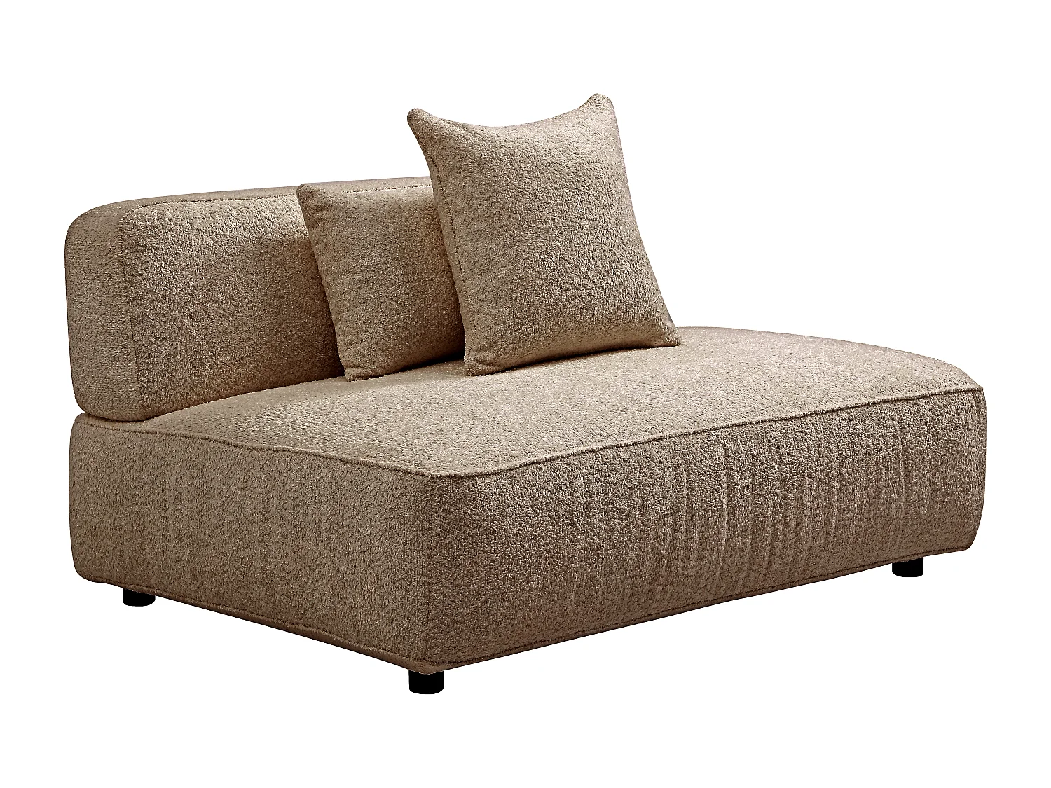 Méridienne droite en tissu bouclette taupe LELACO