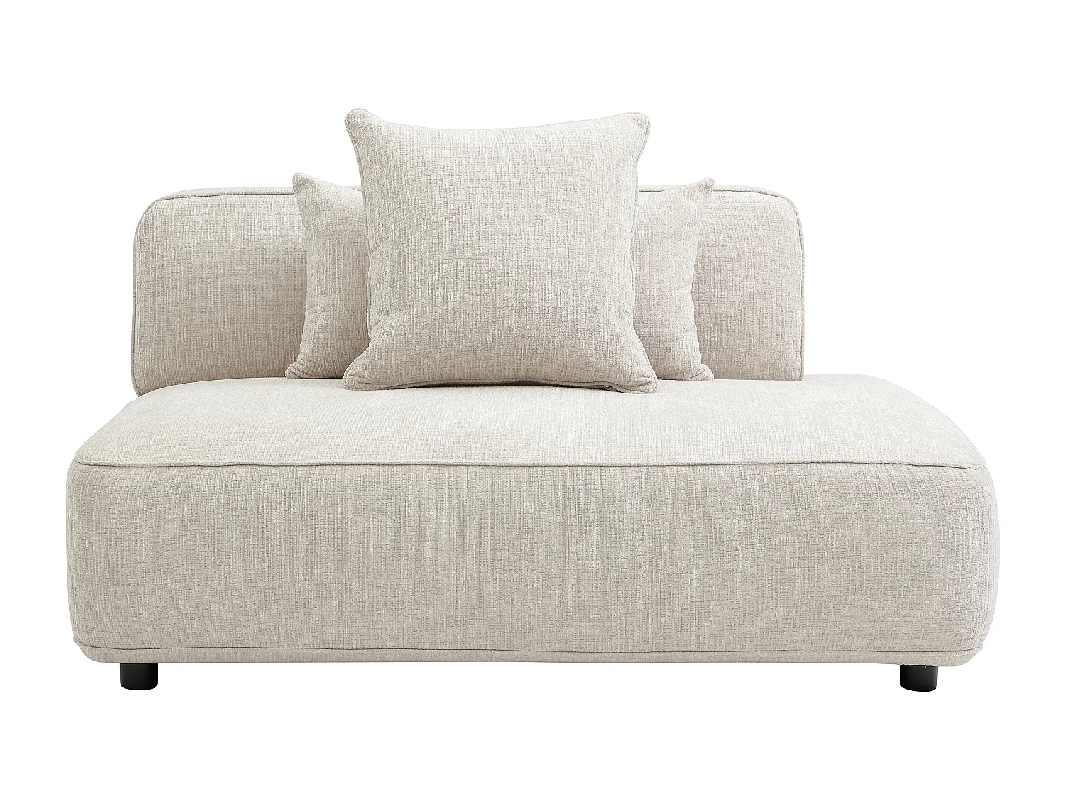 Méridienne droite en tissu chenille beige LELACO